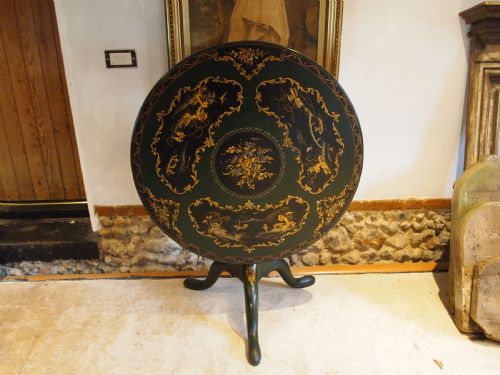 TABLE FINE GEORGE III CHINOISERIE TILT TOP TABLE C1790 - ADDITIONAL PHOTO 9