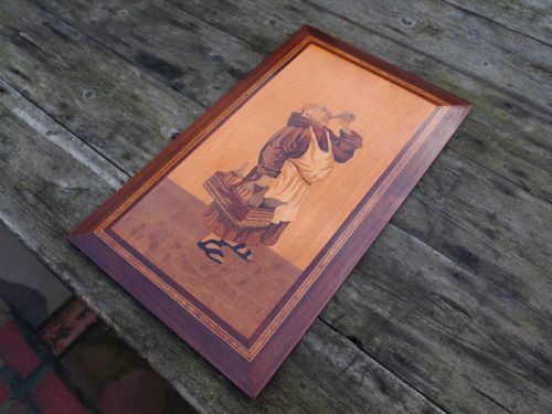 RARE ARTS AND CRAFTS ROWLEY GALLERY INLAID PANEL THE DRUNKEN MONK C1900 - ADDITIONAL PHOTO 2