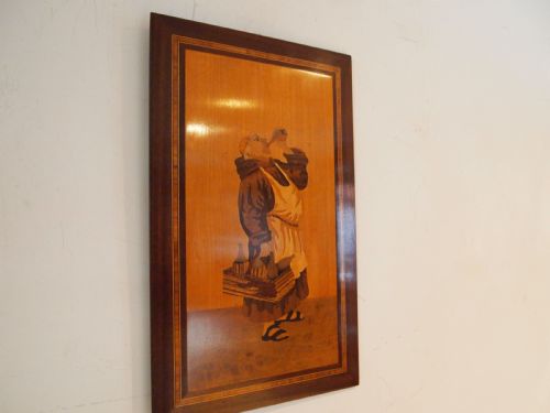 RARE ARTS AND CRAFTS ROWLEY GALLERY INLAID PANEL THE DRUNKEN MONK C1900 - ADDITIONAL PHOTO 6