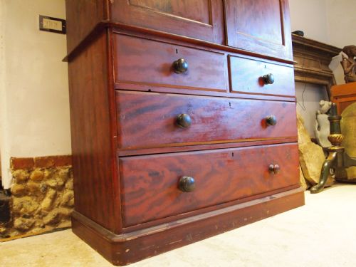 RARE LINEN PRESS CUPBOARD ON CHEST IN ORIGINAL SCUMBLE PAINT C1840 - ADDITIONAL PHOTO 1
