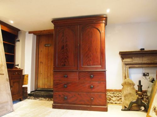 RARE LINEN PRESS CUPBOARD ON CHEST IN ORIGINAL SCUMBLE PAINT C1840 - ADDITIONAL PHOTO 13