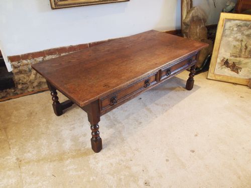COFFEE TABLE SOLID OAK REFECTORY STYLE LARGE C1900 - ADDITIONAL PHOTO 7