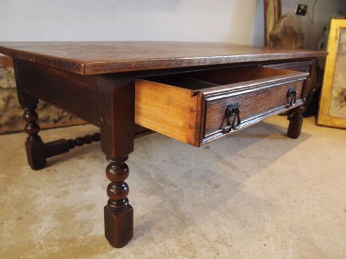 COFFEE TABLE SOLID OAK REFECTORY STYLE LARGE C1900 - ADDITIONAL PHOTO 9