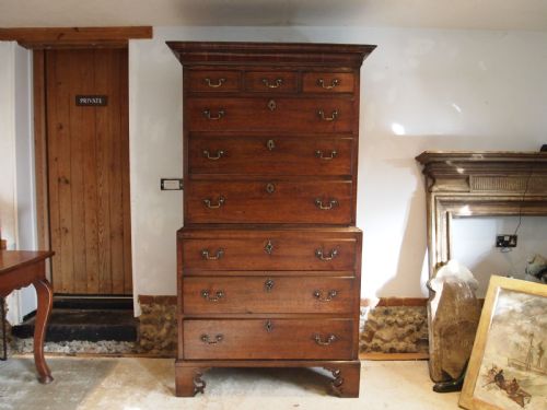 RARE NORFOLK GEORGE III OAK CHEST ON CHEST CHEST OF DRAWERS C1800 - ADDITIONAL PHOTO 9