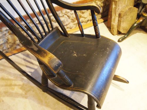 CHAIR RARE BOSTON ROCKING CHAIR ORIGINAL PAINT C1840 - ADDITIONAL PHOTO 5