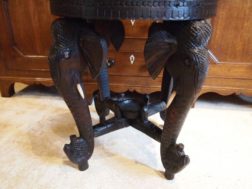 TABLE SIDE HALL LAMP ELEPHANT CARVED BURMESE C1900 - ADDITIONAL PHOTO 1