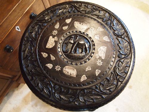 TABLE SIDE HALL LAMP ELEPHANT CARVED BURMESE C1900 - ADDITIONAL PHOTO 2