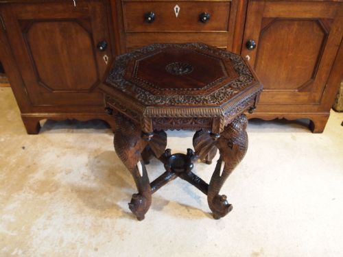 table carved elephant table padouk wood burmese c1900 - CATEGORY: ANTIQUE TABLES - DATED EDWARDIAN