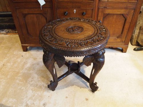 TABLE FINE PADOUK ELEPHANT SIDE HALL OR LAMP TABLE BURMESE C1900 - ADDITIONAL PHOTO 2