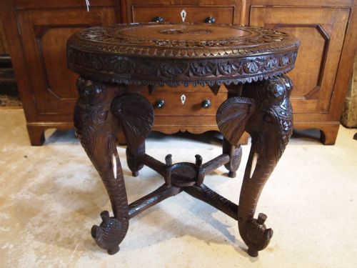 TABLE FINE PADOUK ELEPHANT SIDE HALL OR LAMP TABLE BURMESE C1900 - ADDITIONAL PHOTO 4