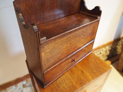 SPOON RACK RARE GEORGE III WELSH OAK BOX AND DRAWER C1800 - ADDITIONAL PHOTO 2