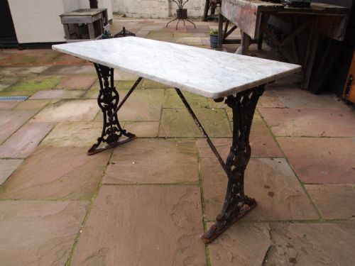 TABLE VICTORIAN CAST IRON ORIGINAL MARBLE C1890 - ADDITIONAL PHOTO 2