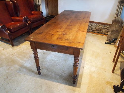 TABLE STUNNING APPLE WOOD FRENCH REFECTORY DINING TABLE C1820 - ADDITIONAL PHOTO 1