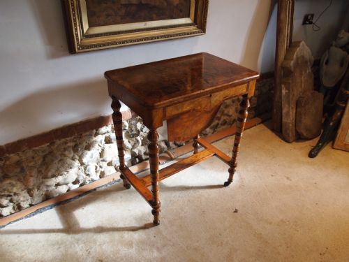 TABLE FINE WALNUT SIDE HALL LAMP WORK TABLE C1870 - ADDITIONAL PHOTO 9
