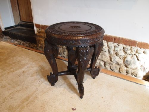 TABLE SIDE HALL LAMP ELEPHANT TABLE BURMESE PADOUK C1900 - ADDITIONAL PHOTO 2
