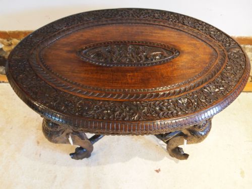 table hall side lamp padouk elephant table c1900 - CATEGORY: ANTIQUE TABLES - DATED EDWARDIAN