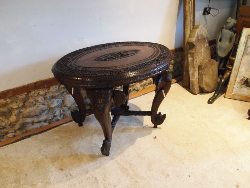TABLE HALL SIDE LAMP PADOUK ELEPHANT TABLE C1900 - ADDITIONAL PHOTO 1