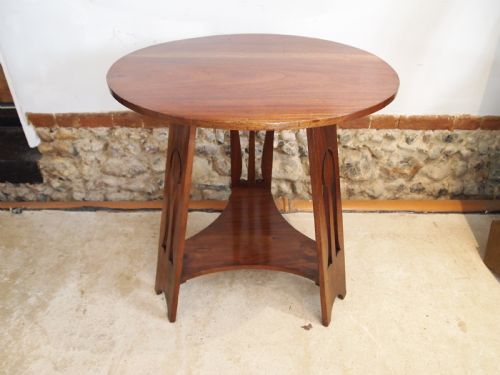 TABLE RARE ARTS AND CRAFTS WALNUT HALL LAMP SIDE C1900 - ADDITIONAL PHOTO 5