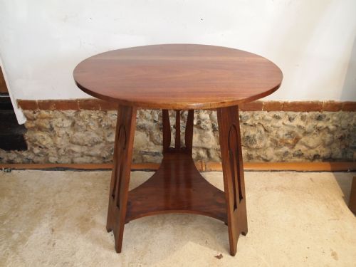 TABLE RARE ARTS AND CRAFTS WALNUT HALL LAMP SIDE C1900 - ADDITIONAL PHOTO 7