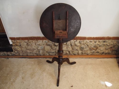 TABLE VERY RARE BURR OAK GEORGE III WINE TILT TOP LAMP HALL C1770 - ADDITIONAL PHOTO 5