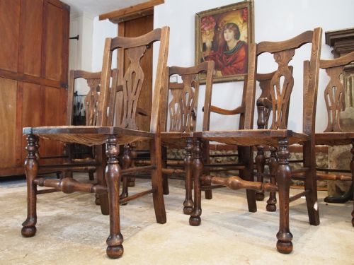 CHAIRS RARE SET OF 8 SOLID ASH EDWARDIAN DINING CHAIRS C1900 - ADDITIONAL PHOTO 4