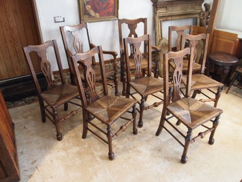 CHAIRS RARE SET OF 8 SOLID ASH EDWARDIAN DINING CHAIRS C1900 - ADDITIONAL PHOTO 5