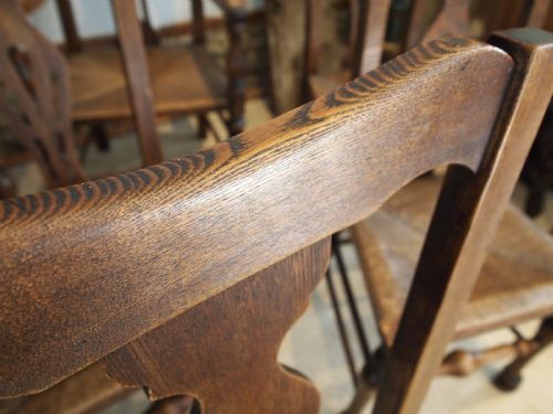 CHAIRS RARE SET OF 8 SOLID ASH EDWARDIAN DINING CHAIRS C1900 - ADDITIONAL PHOTO 6