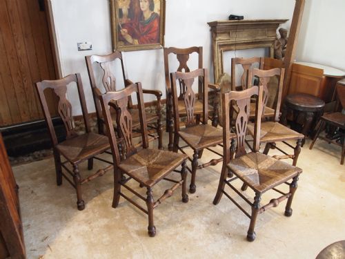 CHAIRS RARE SET OF 8 SOLID ASH EDWARDIAN DINING CHAIRS C1900 - ADDITIONAL PHOTO 9