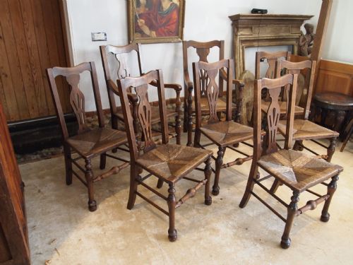 CHAIRS RARE SET OF 8 SOLID ASH EDWARDIAN DINING CHAIRS C1900 - ADDITIONAL PHOTO 11