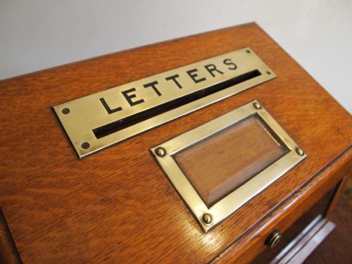 RARE VICTORIAN LETTER BOX J C VICKERY LONDON OAK C1890 - ADDITIONAL PHOTO 1