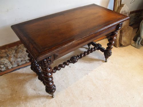 WRITING TABLE SECRET DRAWERS SIDE HALL CONSOLE VICTORIAN OAK C1880 - ADDITIONAL PHOTO 1