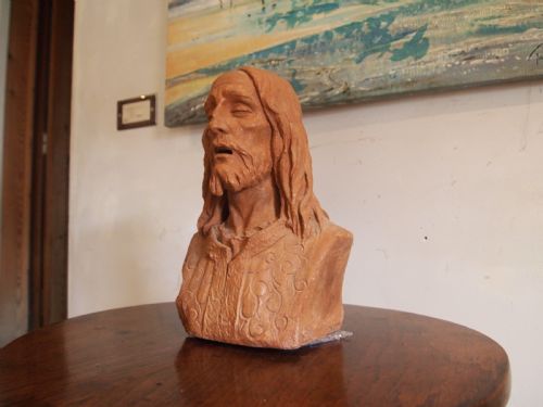 terracotta hand sculptured bust solid c1900 - CATEGORY: ANTIQUE SCULPTURES - DATED 1900