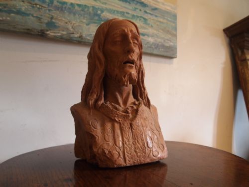 TERRACOTTA HAND SCULPTURED BUST SOLID C1900 - ADDITIONAL PHOTO 1