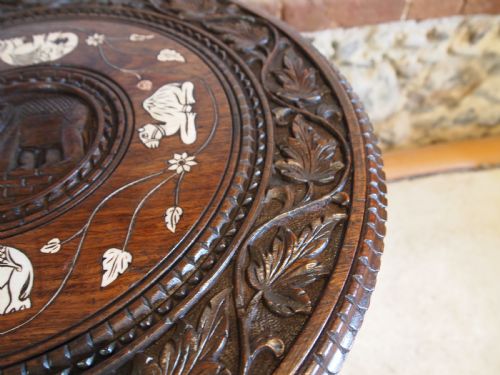 TABLE CARVED BURMESE PADOUK ELEPHANT TABLE C1900 - ADDITIONAL PHOTO 4