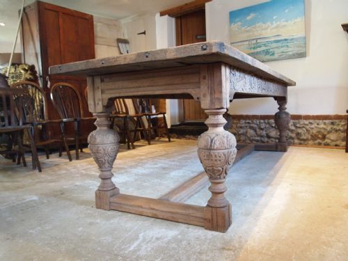 TABLE REFECTORY OAK FARMHOUSE DINING SEATS 10 C1850 - ADDITIONAL PHOTO 2