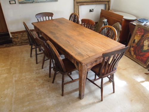 TABLE REFECTORY FARMHOUSE VICTORIAN PINE RUSTIC SEATS 8 C1880 - ADDITIONAL PHOTO 1