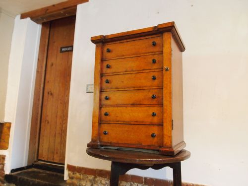 chest of drawers rare collectors wellington chest birds eye maple c1900 - CATEGORY: ANTIQUE CHEST OF DRAWERS - DATED EDWARDIAN