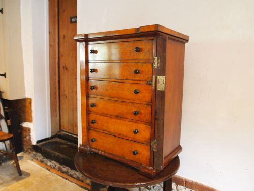 CHEST OF DRAWERS RARE COLLECTORS WELLINGTON CHEST BIRDS EYE MAPLE C1900 - ADDITIONAL PHOTO 8