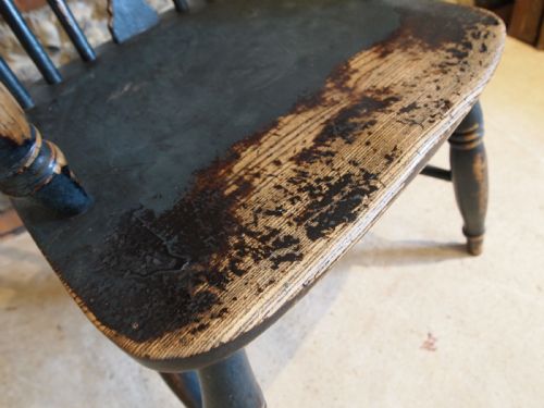 CHAIR RARE LOW BACK WINDSOR ARMCHAIR ORIGINAL PAINT C1840 - ADDITIONAL PHOTO 4