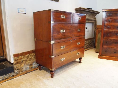 CHEST OF DRAWERS RARE MILITARY CAMPAIGN W PREIST BLACKFRIARS LONDON C1840 - ADDITIONAL PHOTO 1
