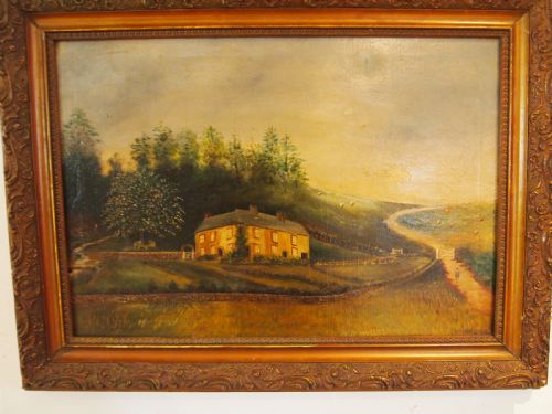 PAINTING NAIVE FOLK ART OIL ON CANVAS W CHARATON C1890 - ADDITIONAL PHOTO 8