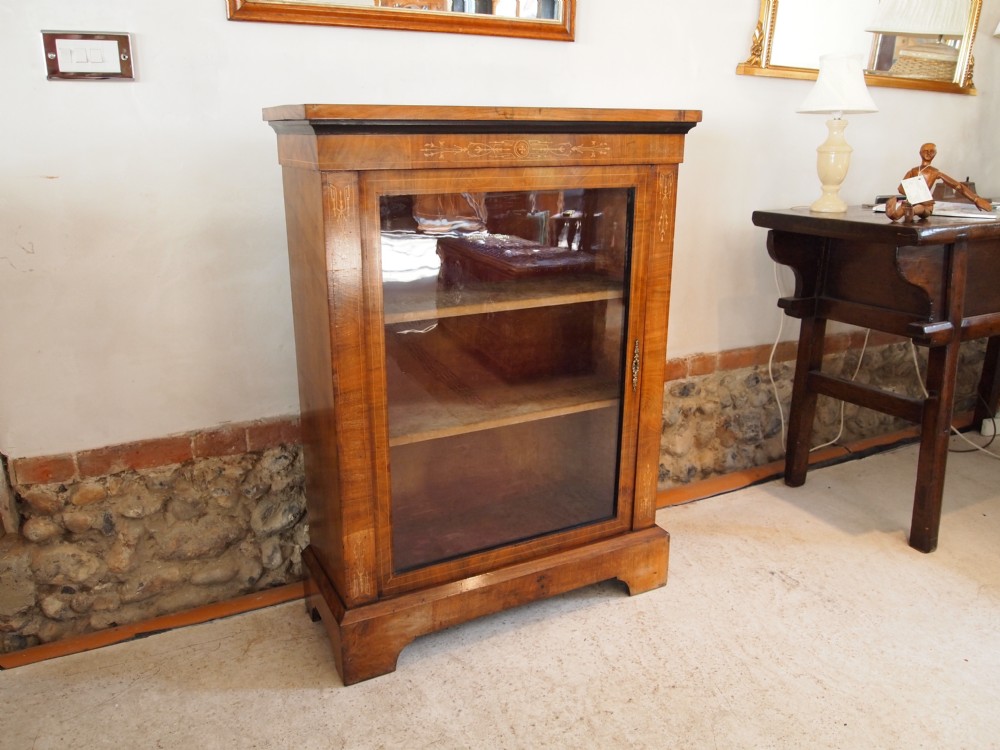 Cabinet pier cabinet Victorian Walnut inlaid c1870
