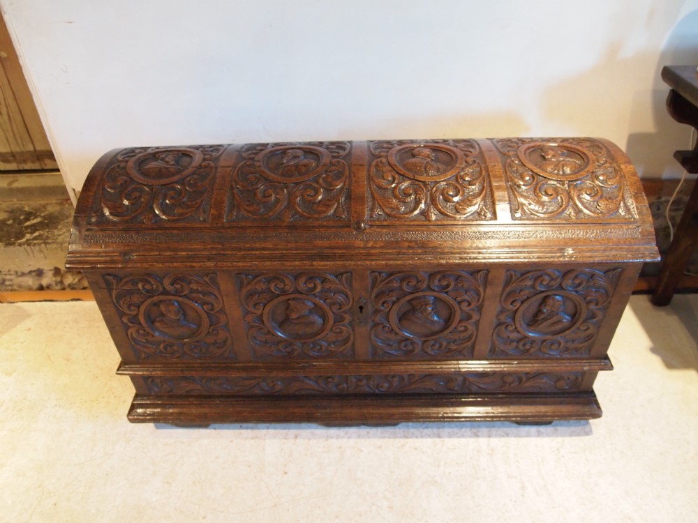 Coffer Blanket chest box French carved Oak c1780