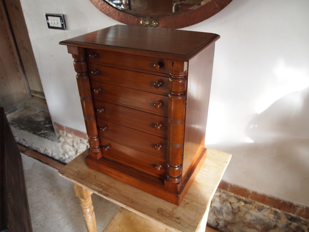 Chest of drawers desktop Wellington collectors chest Victorian Walnut c1870