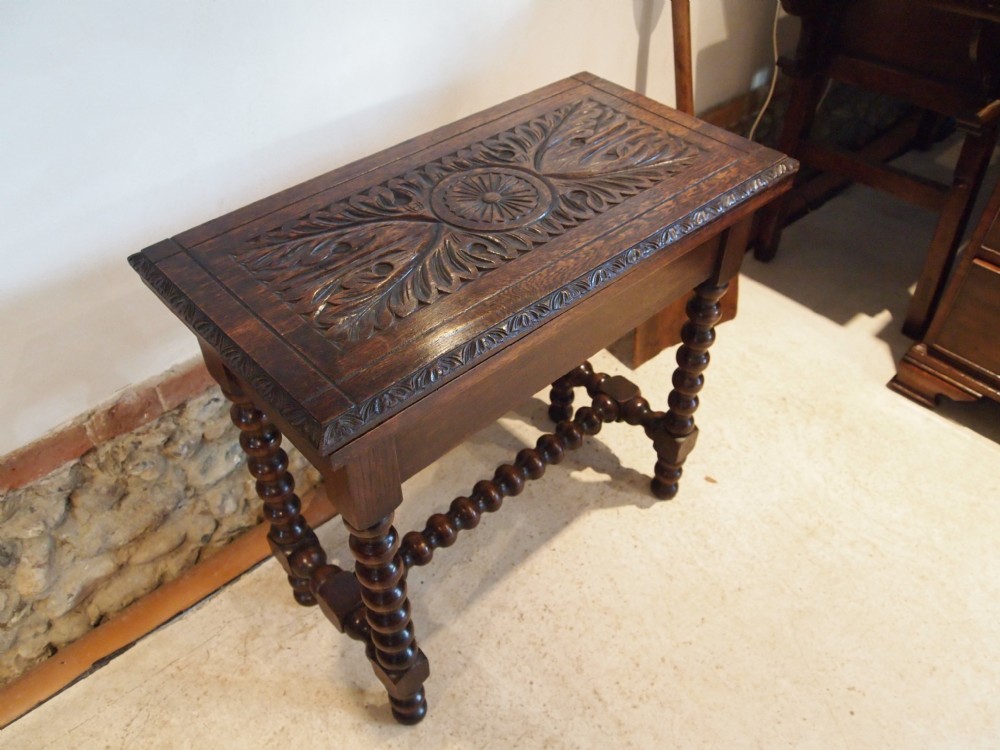 Table Victorian carved Oak card table c1890