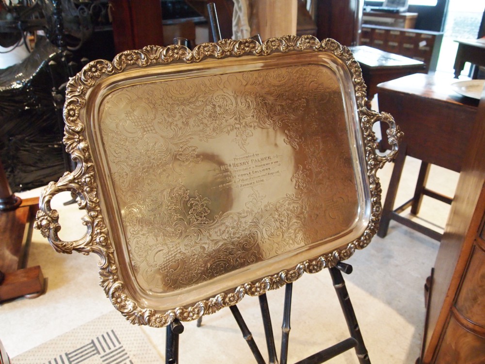 Tray Victorian presented to Mrs Henry Palmer from East Howle Colliery 1896 SP