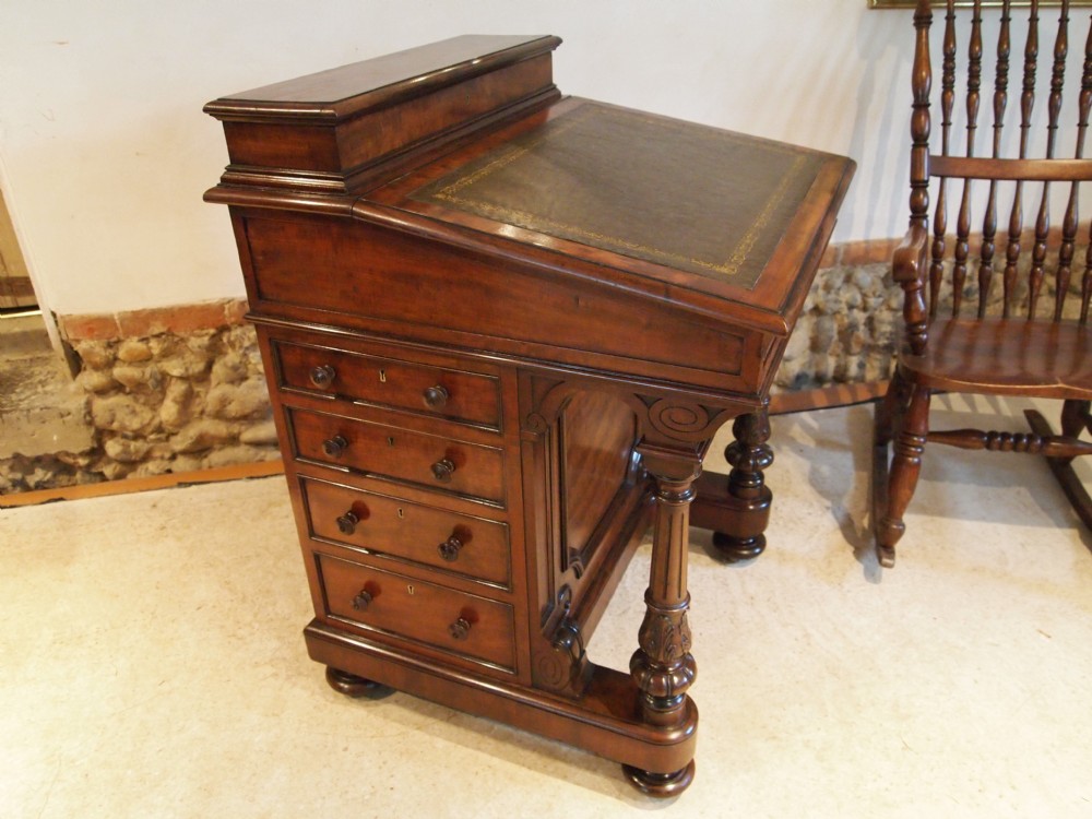 Desk Davenport Victorian plum pudding Mahogany Hobbs and Co c1855 