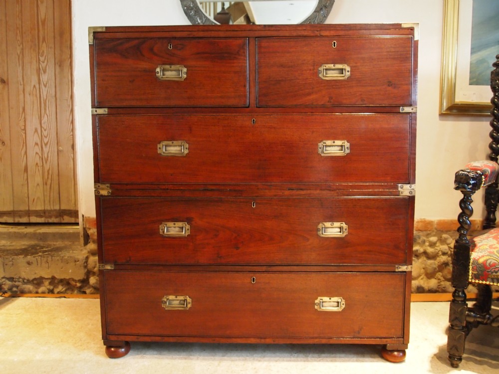 Chest of drawers Victorian military campaign chest Padouk c1860