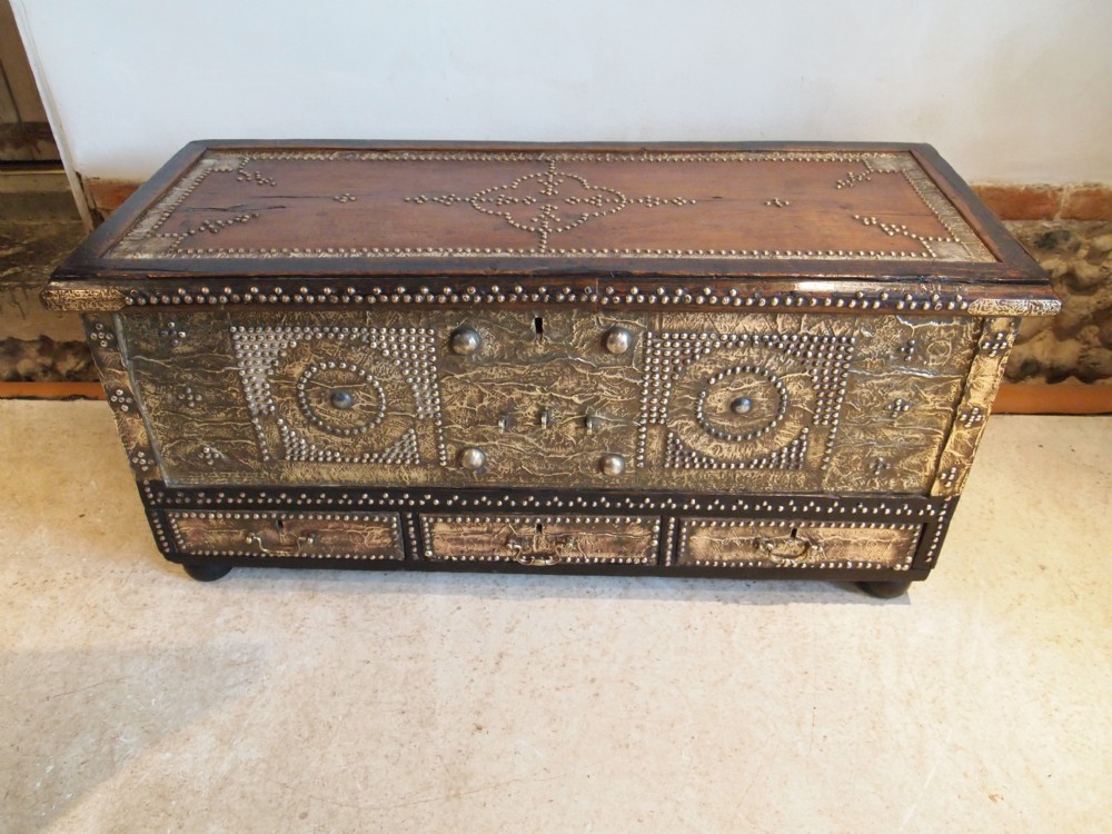 Chest coffer blanket box Zanzibar chest Teak 19th century c1870