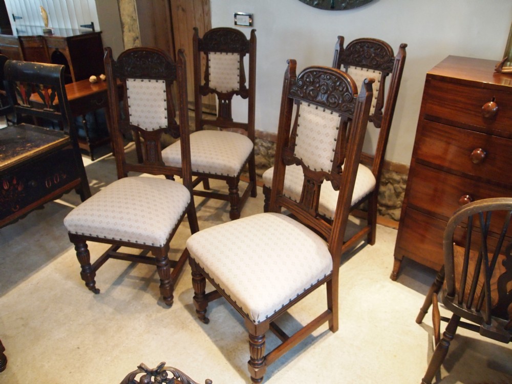 Chairs Victorian Oak dining chairs beautifully upholstered c1890